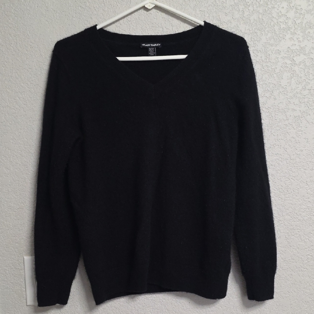 Hilary Radley Cashmere Black V-Neck Sweater